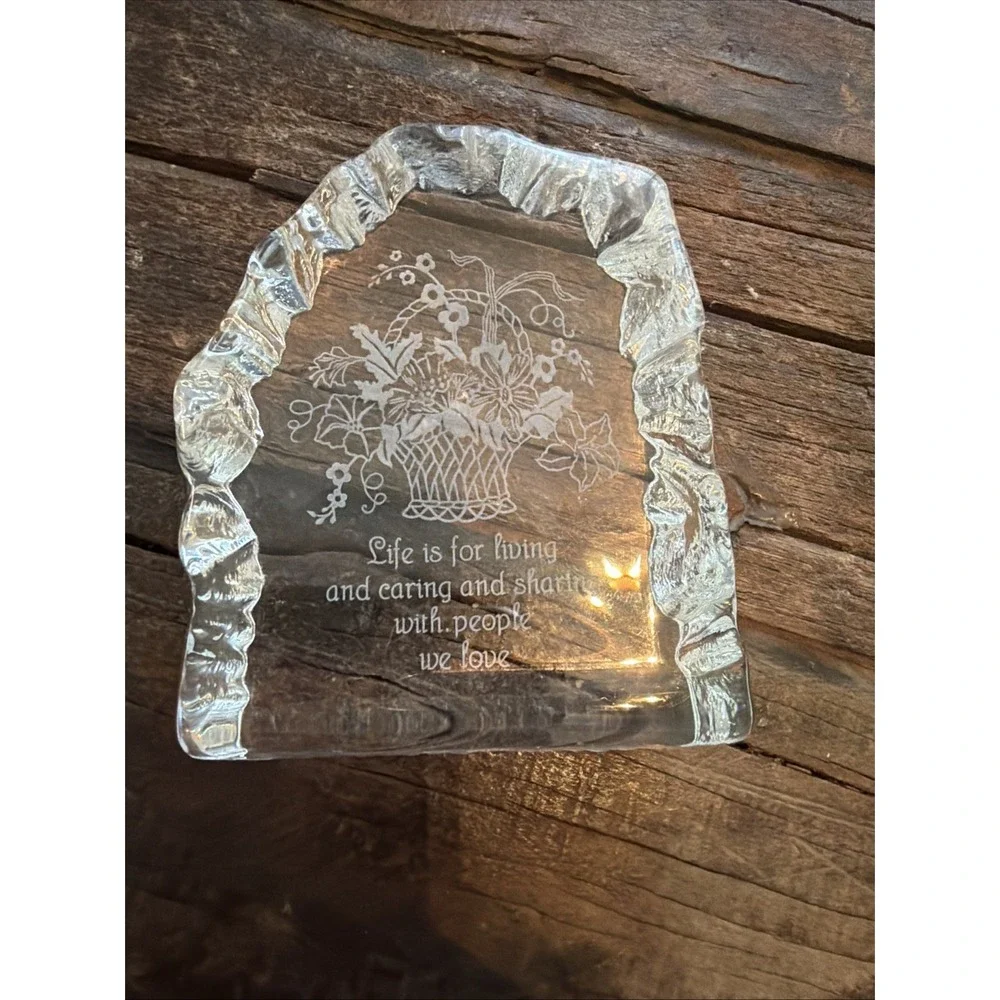 Vintage Little Gallery by Hallmark Lead Crystal Austria Paperweight Life Flower